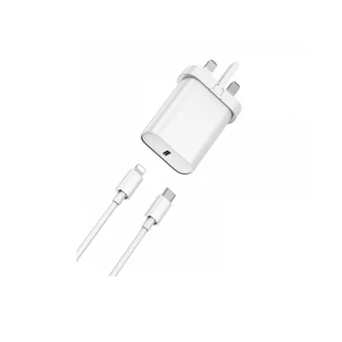 WiWU WI-U001 20W Quick 2 In 1 Type-C PD Fast Charger With Type-C To Lightning Cable