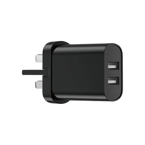 Wiwu WI-U003 Dual USB-A Fast Charger 3 Pin - Black