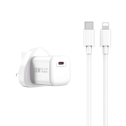 WIWU WI-U006 Nano 30W PD GaN Fast Charger with USB-C to Lightning Cable