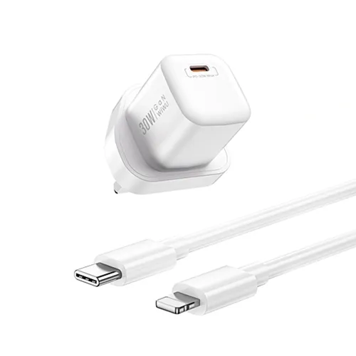 WIWU WI-U006 Nano 30W PD GaN Fast Charger with USB-C to Lightning Cable