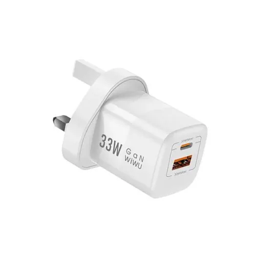 Wiwu WI-U008 33W Gan PD+QC 3 Pin – White