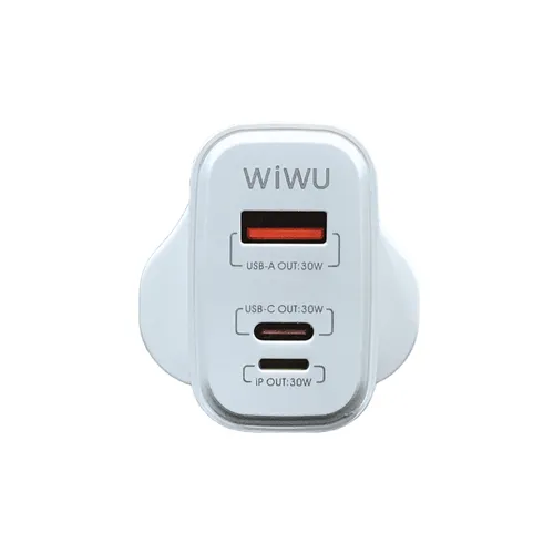 Wiwu WI-U021 SIC 30W PD+QC Fast Charger 3 Pin - White