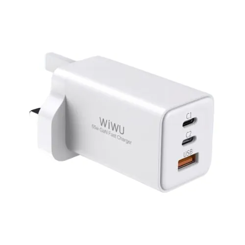 Wiwu Wi-U024 Ark 65w Gan Fast Charger 3pin White