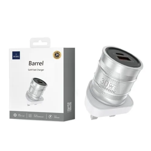 Wiwu Wi-U027 Barrel 30w GAN Fast Charger 3pin