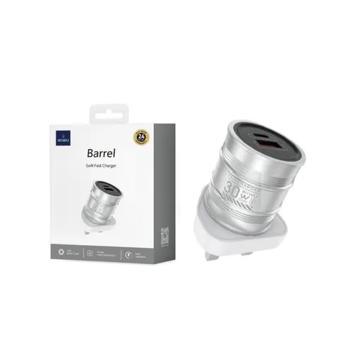 WiWU Wi-U027 Barrel 30W GAN UK Fast Charger