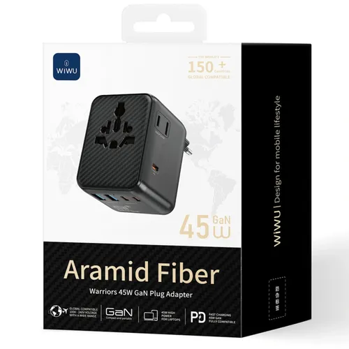 WiWU Wi-UA010 45W GaN Aramid Fiber Warriors 45W GaN Plug Adapter