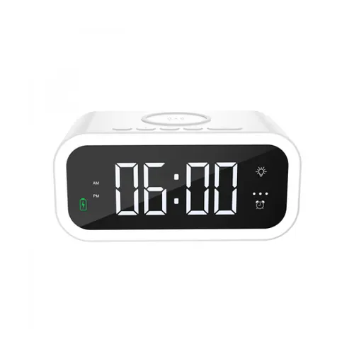 Wiwu Wi-W015 15W Wireless Charger With Digital Alarm Clock - White
