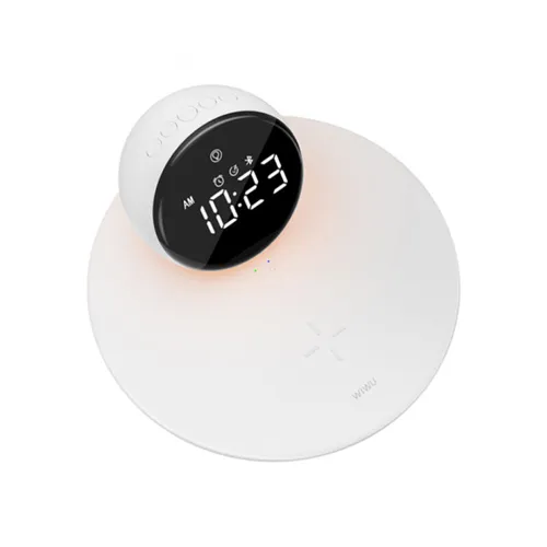 WiWU Wi-W017 15W Wireless Charger with Digital Alarm Clock And Bluetooth Speaker