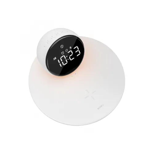 WiWU WI-W017 15W Wireless Charger With Digital Alarm Clock And Bluetooth Speaker