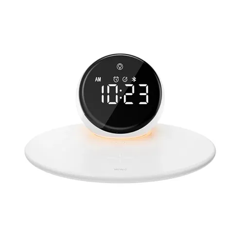 WiWU Wi-W017 Alarm Clock Portable Speaker with 15W Wireless Charger