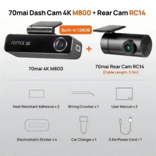 Xiaomi 70mai M800-2 Starvis 2 4K Dash Cam Set With 128GB Memory Card