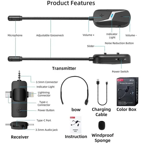 YANAMI GF13 3 in 1 Wireless Microphone