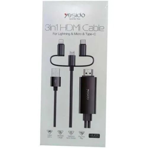 YESIDO 3 in 1 HDMI Cable For Lightning, Micro &amp; Type-C HM05