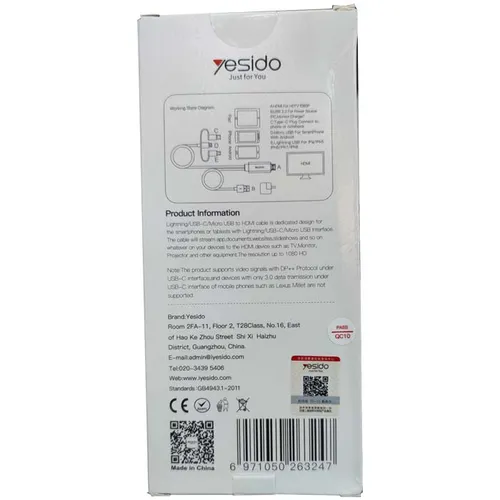 YESIDO 3 in 1 HDMI Cable For Lightning, Micro & Type-C HM05