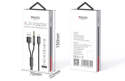 YESIDO AUX Adapter Lightning To 3.5MM Charging &amp; Listening YAU-18