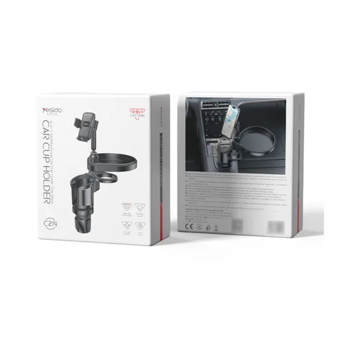 Yesido C274 4-in-1 Multifunctional Car Cup Holder &amp; Tray Stand with 360° Rotation, Phone Mount &amp; Storage Organizer