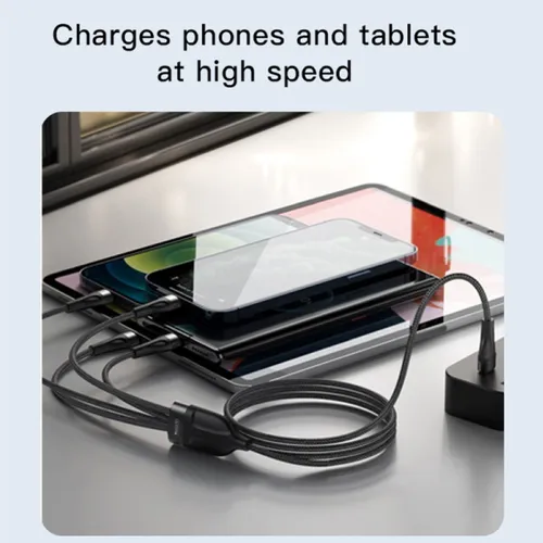 Yesido CA110 1.2m 4A Type-C to Dual Type-C + Dual 8 Pin Charging Cable
