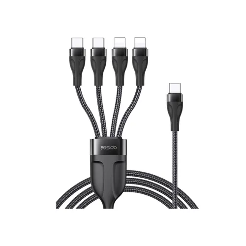 Yesido CA110 1.2m 4A Type-C to Dual Type-C + Dual 8 Pin Charging Cable