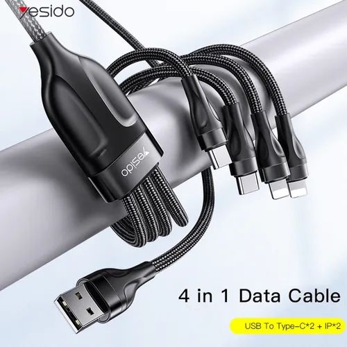 Yesido CA111 4 in 1 USB to Dual Type-C + Dual Lightning Charging Cable
