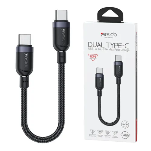 Yesido CA188 60W Dual Type-C to Type-C Cable 30cm