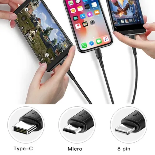 YESIDO CA41 3.5A USB to 8 Pin + Micro USB + USB-C / Type-C Charging Cable, Length: 1m