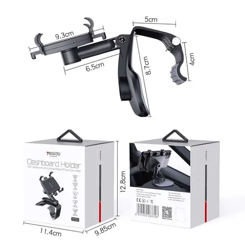 YESIDO Dashboard Holder 900 Degrees Rotation Multifunctional Mobile Phone Car Holder C101