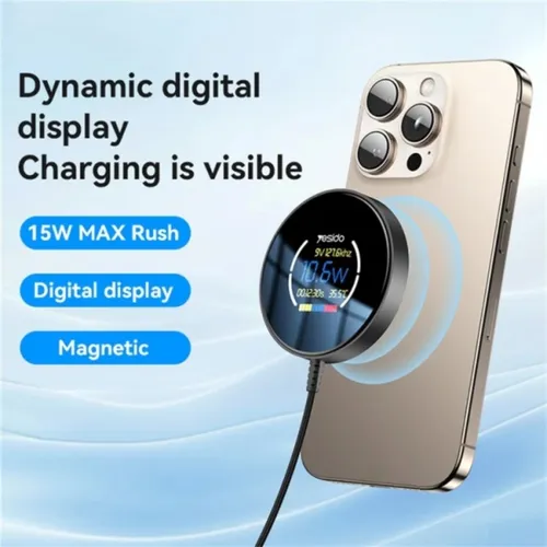 Yesido DS28 15W Digital Display Magnetic Wireless Charger