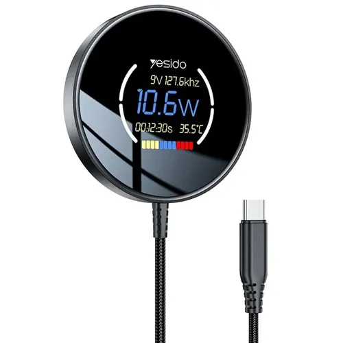Yesido DS28 15W Smart Digital Display Magnetic Wireless Charger