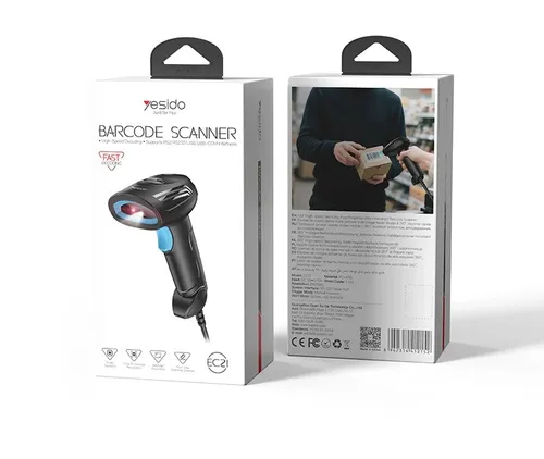 YESIDO EC21 1D 2D Barcode Scanner 1.6m Wired 