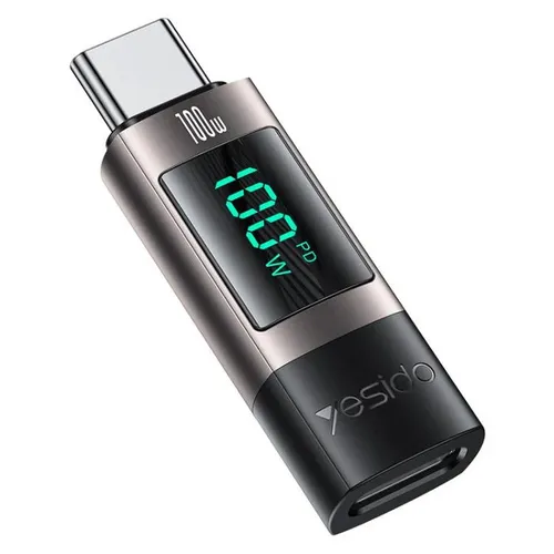 YESIDO GS24 100W USB-C / Type-C to USB-C / Type-C Aluminum Alloy Digital Display Adapter
