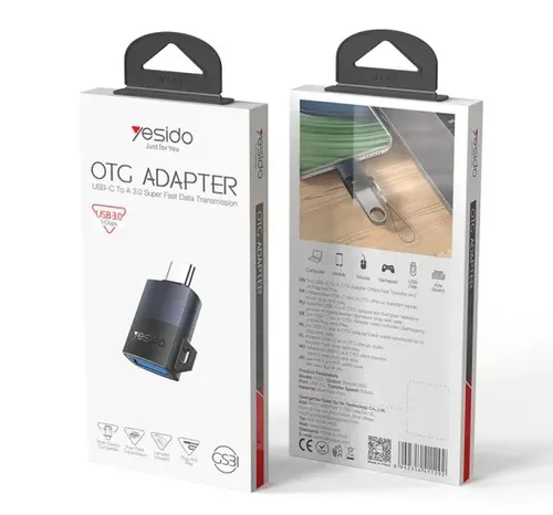 YESIDO GS31 OTG Adapter USB 3.0 to Type-C 18W Fast Charging Aluminum Alloy Converter