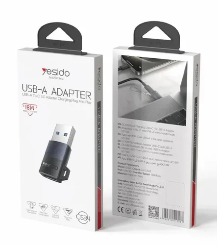YESIDO GS34 USB-C Female to USB-C Female Adapter Data Transfer Fast Charging Converter