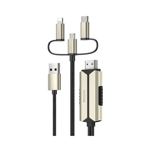 Yesido HM14 HDTV Adapter 3-in-1 Nylon Braided USB-L Ultra HD Extension Cable