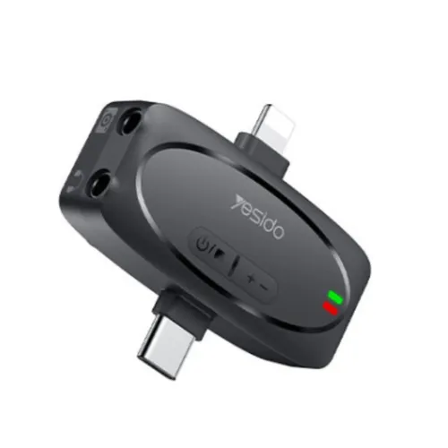 YESIDO KR15 Dual Type-C And Lightning Low-latency Wireless Lavalier Microphone with 3 in 1 Receiver