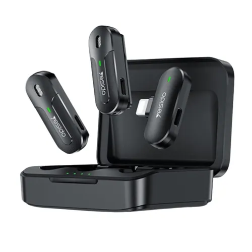 Yesido KR16 Lavalier Lightning Microphone System with Charging Case 2 Transmitter +1 Receiver