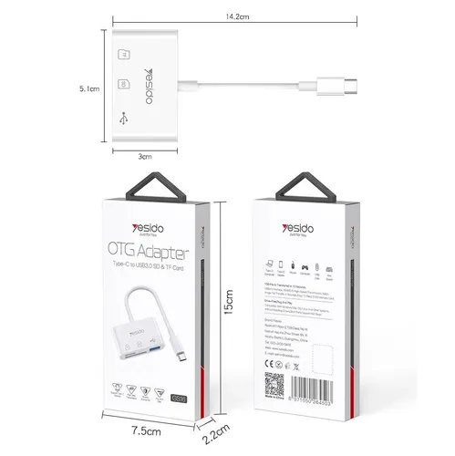 YESIDO OTG Adapter Type -C USB 3.0 SD & TF Card GS16