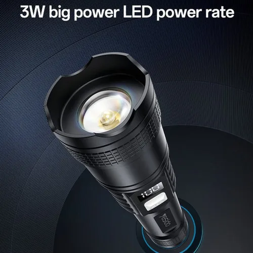 Yesido TC11 3W Telescopic Zoomable Type-C Rechargeable 1200mAh LED Flashlight with Battery Level Display