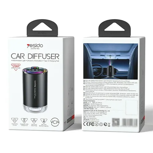 Yesido VC14 RGB Ambient Car Diffuser with Ultrasonic Atomization & Type-C Charging