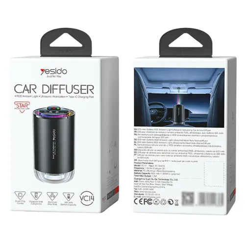 Yesido VC14 RGB Ambient Car Diffuser with Ultrasonic Atomization & Type-C Charging