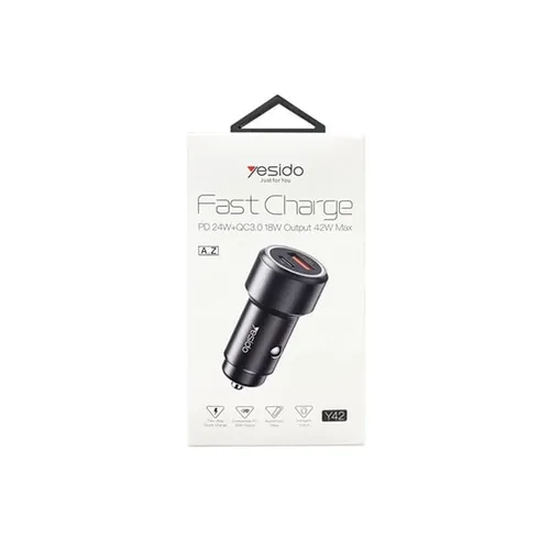 Yesido Y42 USB + Type-C 42W Dual Ports Fast Car Charger