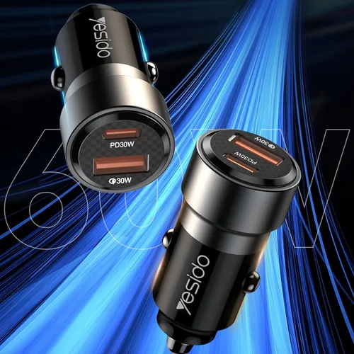 Yesido Y54 USB + Type-C 60W Dual Ports Fast Car Charger