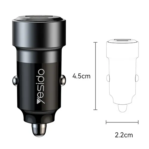 Yesido Y54 USB + Type-C 60W Dual Ports Fast Car Charger