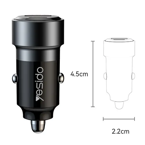 Yesido Y54 USB + Type-C 60W Dual Ports Fast Car Charger
