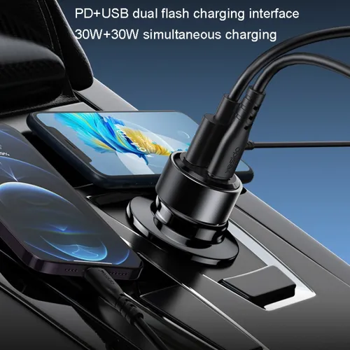 Yesido Y54 USB + Type-C 60W Dual Ports Fast Car Charger