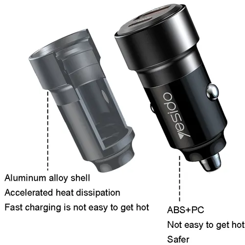 Yesido Y55 USB + Type-C 60W Dual Ports Fast Car Charger
