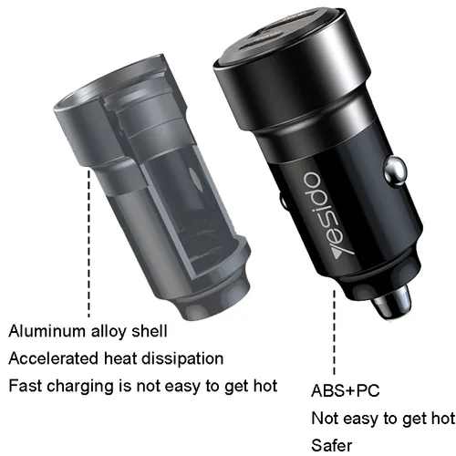Yesido Y55 USB + Type-C 60W Dual Ports Fast Car Charger
