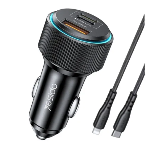 Yesido Y60 38w Super Fast Car Charger With Type-C to Lightning Cable