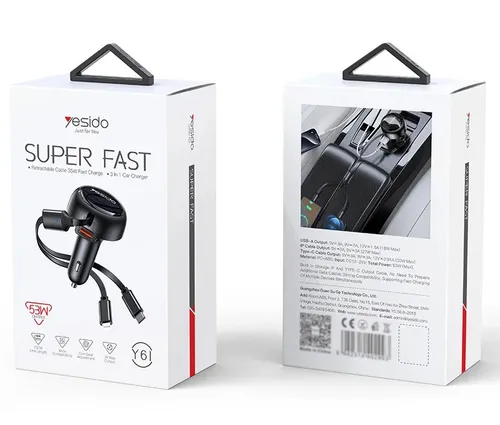 Yesido Y61 53W Super Fast Car Charger