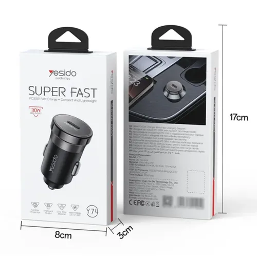 Yesido Y74 Zinc Alloy PD 30W Fast Charging USB-C Port Single-port Mini Car Charger
