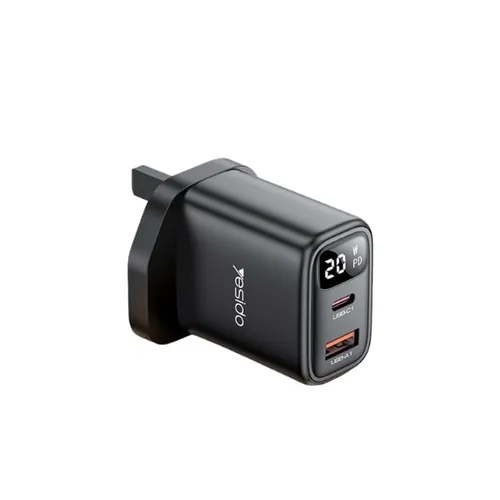 YESIDO YC87 20W PD and QC Dual-Port Charger with Digital Display